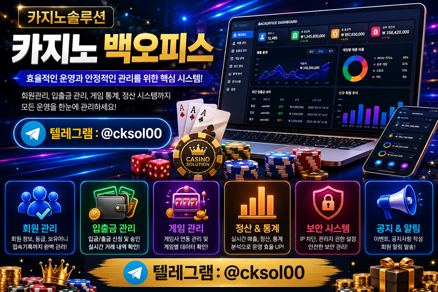 카지노솔루션 백오피스 관리자 시스템